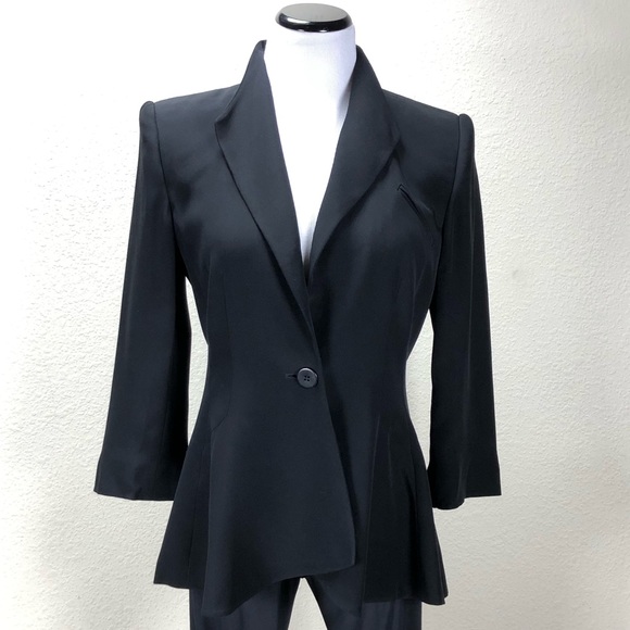 Armani Collezioni Jackets & Blazers - Armani Collezioni Black Peplum 3/4 Sleeve Jacket